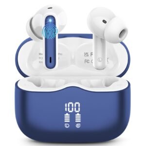 Wireless Earbuds, Bluetooth 5.3 Headphones in Ear with HiFi Stereo Deep Bass, 4 ENC Noise Cancelling Mic Wireless Earphones 40H, in-Ear Earbud Bluetooth Dual LED Display IP7 Waterproof, Dark Blue