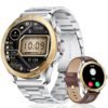 LIGE Smart Watch for Men,1.43 Inch AMOLED Smart Watch with Bluetooth Calls/Message Push, 100+ Sport Modes,IP67 Waterproof Mens Smartwatch for Android iOS Phones Gold