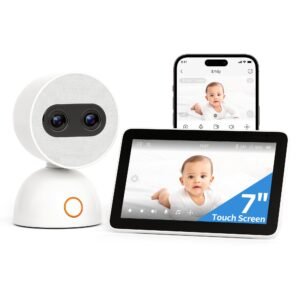Simsky Video Baby Monitor with 2× 4MP Camera, 7" HD Touch Screen WiFi/No WiFi Smart Audio Monitor, 6X Optical Quality Zoom, App Remote Access, AI Tracking, Intelligence Detection, 32GB Local Storage